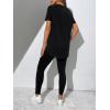imageMakeMeChic Womens Casual Solid 2 Piece Short Sleeve Split Hem Tee Tops and Skinny Pants Leggings SetBlack