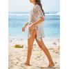 imageMakeMeChic Womens Crochet Sheer Cover Up Dress Hollow Out Short Sleeve Split Beach Dresses SwimsuitWhite