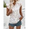 imageMakeMeChic Womens Ditsy Floral Print Cap Sleeve Ruffle Trim V Neck Summer Blouse Shirt TopApricot