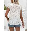 imageMakeMeChic Womens Ditsy Floral Print Cap Sleeve Ruffle Trim V Neck Summer Blouse Shirt TopApricot