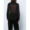 imageMakeMeChic Womens Long Sleeve Mesh Sheer Collared Button Down Shirts Blouse TopsBlack