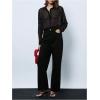 imageMakeMeChic Womens Long Sleeve Mesh Sheer Collared Button Down Shirts Blouse TopsBlack