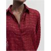 imageMakeMeChic Womens Long Sleeve Mesh Sheer Collared Button Down Shirts Blouse TopsBurgundy