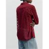 imageMakeMeChic Womens Long Sleeve Mesh Sheer Collared Button Down Shirts Blouse TopsBurgundy