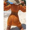 imageMakeMeChic Womens Long Sleeve V Neck Cut Out Summer Beach Cover Up DressCoral Orange