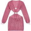 imageMakeMeChic Womens Long Sleeve V Neck Cut Out Summer Beach Cover Up DressDusty Pink