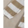 imageMakeMeChic Womens Long Sleeve V Neck Cut Out Summer Beach Cover Up DressKhaki Striped