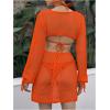 imageMakeMeChic Womens Long Sleeve V Neck Cut Out Summer Beach Cover Up DressLight Orange