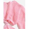 imageMakeMeChic Womens Long Sleeve V Neck Cut Out Summer Beach Cover Up DressPink