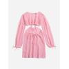 imageMakeMeChic Womens Long Sleeve V Neck Cut Out Summer Beach Cover Up DressPink