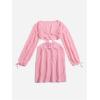 imageMakeMeChic Womens Long Sleeve V Neck Cut Out Summer Beach Cover Up DressPink