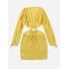 imageMakeMeChic Womens Long Sleeve V Neck Cut Out Summer Beach Cover Up DressYellow