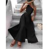 imageMakeMeChic Womens One Shoulder Sleeveless Cut Out Tie Back A Line Split Long Maxi DressSolid Black
