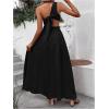 imageMakeMeChic Womens One Shoulder Sleeveless Cut Out Tie Back A Line Split Long Maxi DressSolid Black