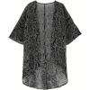 imageMakeMeChic Womens Paisley Pattern 34 Sleeve Summer Shirt Casual Asymmetrical Hem Open Front Blouse TopsBlack