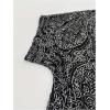 imageMakeMeChic Womens Paisley Pattern 34 Sleeve Summer Shirt Casual Asymmetrical Hem Open Front Blouse TopsBlack