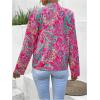 imageMakeMeChic Womens Paisley Print Notched Neck Shirts Roll Up Long Sleeve Boho Blouse TopsPink
