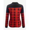 imageMakeMeChic Womens Plaid Print Button Up Blouse Long Sleeve Lapel Collar Shirt TopsRed