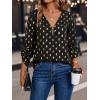 imageMakeMeChic Womens Polka Dots V Neck Half Zip Blouse Long Sleeve Casual Shirt TopBlack