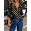 imageMakeMeChic Womens Polka Dots V Neck Half Zip Blouse Long Sleeve Casual Shirt TopBlack