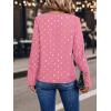 imageMakeMeChic Womens Polka Dots V Neck Half Zip Blouse Long Sleeve Casual Shirt TopPink