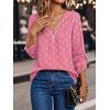imageMakeMeChic Womens Polka Dots V Neck Half Zip Blouse Long Sleeve Casual Shirt TopPink