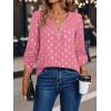 imageMakeMeChic Womens Polka Dots V Neck Half Zip Blouse Long Sleeve Casual Shirt TopPink