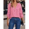 imageMakeMeChic Womens Polka Dots V Neck Half Zip Blouse Long Sleeve Casual Shirt TopPink