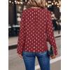 imageMakeMeChic Womens Polka Dots V Neck Half Zip Blouse Long Sleeve Casual Shirt TopRed