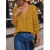 imageMakeMeChic Womens Polka Dots V Neck Half Zip Blouse Long Sleeve Casual Shirt TopYellow