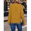 imageMakeMeChic Womens Polka Dots V Neck Half Zip Blouse Long Sleeve Casual Shirt TopYellow