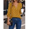 imageMakeMeChic Womens Polka Dots V Neck Half Zip Blouse Long Sleeve Casual Shirt TopYellow