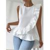 imageMakeMeChic Womens Ruffle Tiered Layer Sleeveless Round Neck Summer Blouse Tank TopsWhite