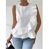 imageMakeMeChic Womens Ruffle Tiered Layer Sleeveless Round Neck Summer Blouse Tank TopsWhite