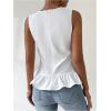 imageMakeMeChic Womens Ruffle Tiered Layer Sleeveless Round Neck Summer Blouse Tank TopsWhite