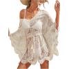 imageMakeMeChic Womens Short Sleeve Plunging Beach Cover Up Dress Swimsuit Cover UpApricot