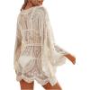 imageMakeMeChic Womens Short Sleeve Plunging Beach Cover Up Dress Swimsuit Cover UpApricot