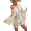 imageMakeMeChic Womens Short Sleeve Plunging Beach Cover Up Dress Swimsuit Cover UpApricot