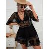imageMakeMeChic Womens Short Sleeve Plunging Beach Cover Up Dress Swimsuit Cover UpBlack D