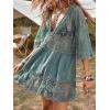 imageMakeMeChic Womens Short Sleeve Plunging Beach Cover Up Dress Swimsuit Cover UpGreen