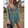 imageMakeMeChic Womens Short Sleeve Plunging Beach Cover Up Dress Swimsuit Cover UpGreen