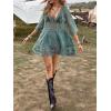 imageMakeMeChic Womens Short Sleeve Plunging Beach Cover Up Dress Swimsuit Cover UpGreen