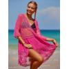imageMakeMeChic Womens Short Sleeve Plunging Beach Cover Up Dress Swimsuit Cover UpHot Pink Solid