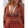 imageMakeMeChic Womens Short Sleeve Plunging Beach Cover Up Dress Swimsuit Cover UpRed