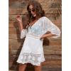 imageMakeMeChic Womens Short Sleeve Plunging Beach Cover Up Dress Swimsuit Cover UpWhite1