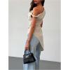 imageMakeMeChic Womens Sleeveless Twist One Shoulder Asymmetrical Hem Ruched Blouse Shirt TopsApricot