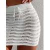 imageMakeMeChic Womens Solid Hollow Out Crochet Cover Up Skirt Rib Knit Beach BottomsWhite