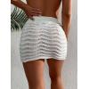 imageMakeMeChic Womens Solid Hollow Out Crochet Cover Up Skirt Rib Knit Beach BottomsWhite