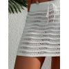 imageMakeMeChic Womens Solid Hollow Out Crochet Cover Up Skirt Rib Knit Beach BottomsWhite