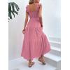 imageMakeMeChic Womens Summer Floral Dresses 2025 Beach Vacation Casual Blue and White Long Maxi Sundresses Pink Flounce Medium
